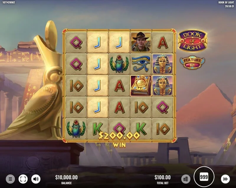 Book of Lights – výherní linie v základní hře s Multiplier Wild